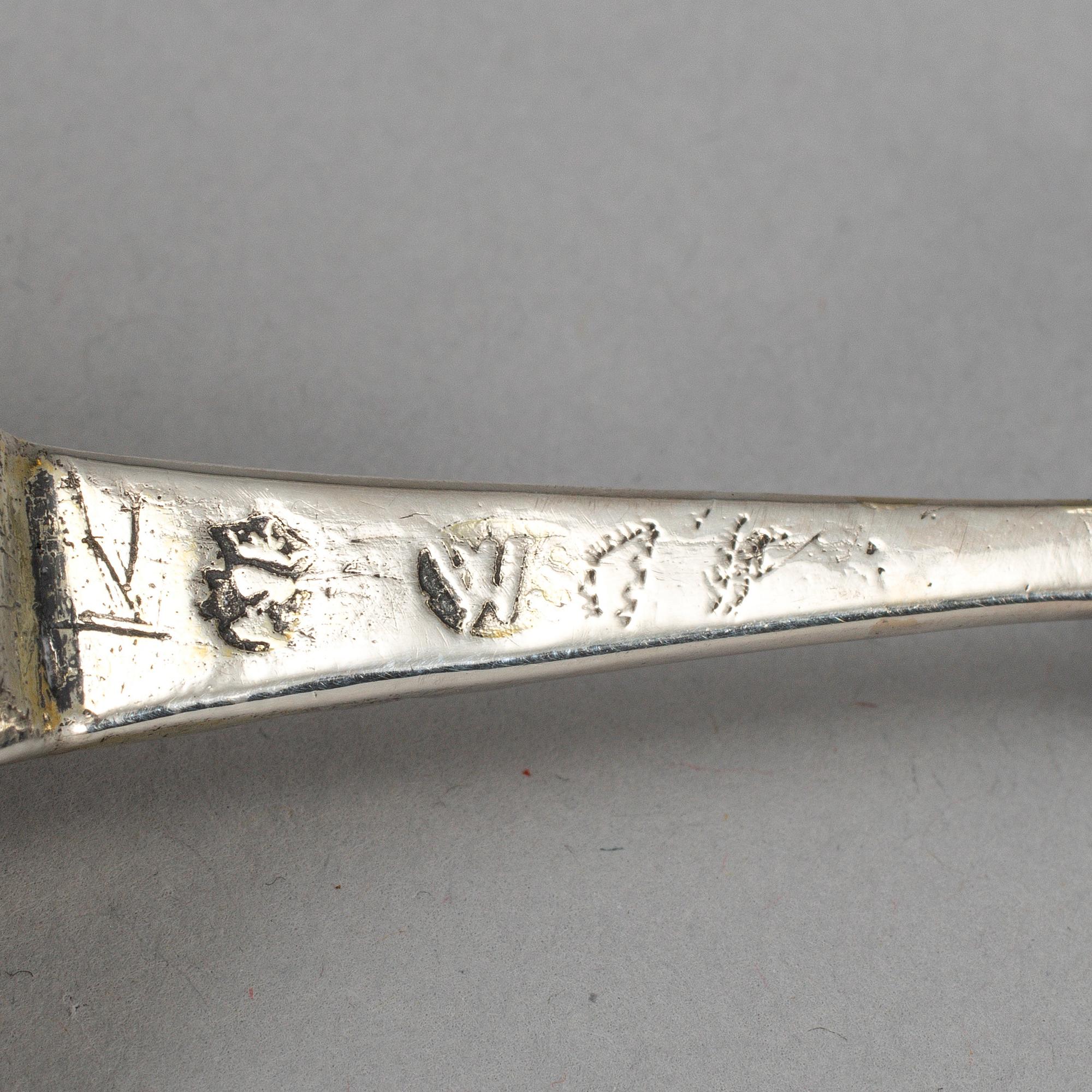 A Swedish early 18th century silver spoon, mark of Wolter Siewers, Norrköping (1693-1722).