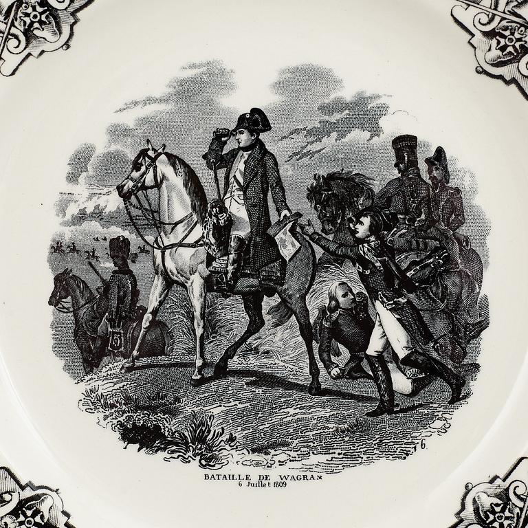 A set 15 cream ware dinner plates, Belgium, "Napoleon".