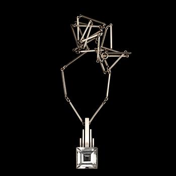 COLLIER, sterlingsilver med fasettslipad bergskristall, Stigbert för Heribert Engelbert, Stockholm, 1944. Vikt 21 g.