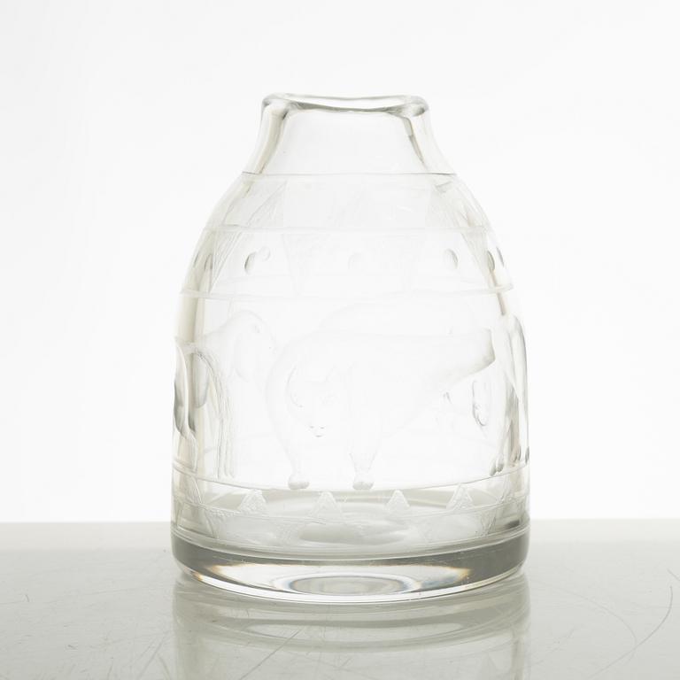 Erik Höglund, a glass vase, Boda Glasbruk Sweden 1950s.