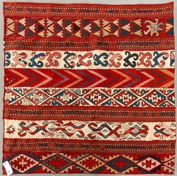 A semiantique/antique flat weave ca 132 x 132 cm.