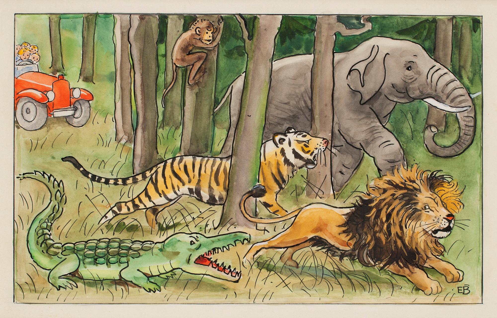 Elsa Beskow, I djungeln.