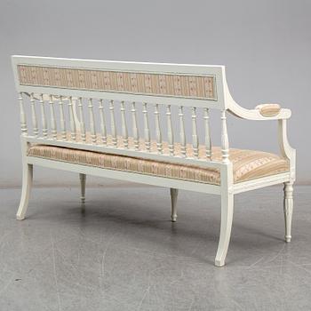 A pair of chairs, sofa and table, late gustavian style, 1900's.