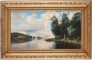 Edvard Rosenberg, Landscape with boats and fisherman.