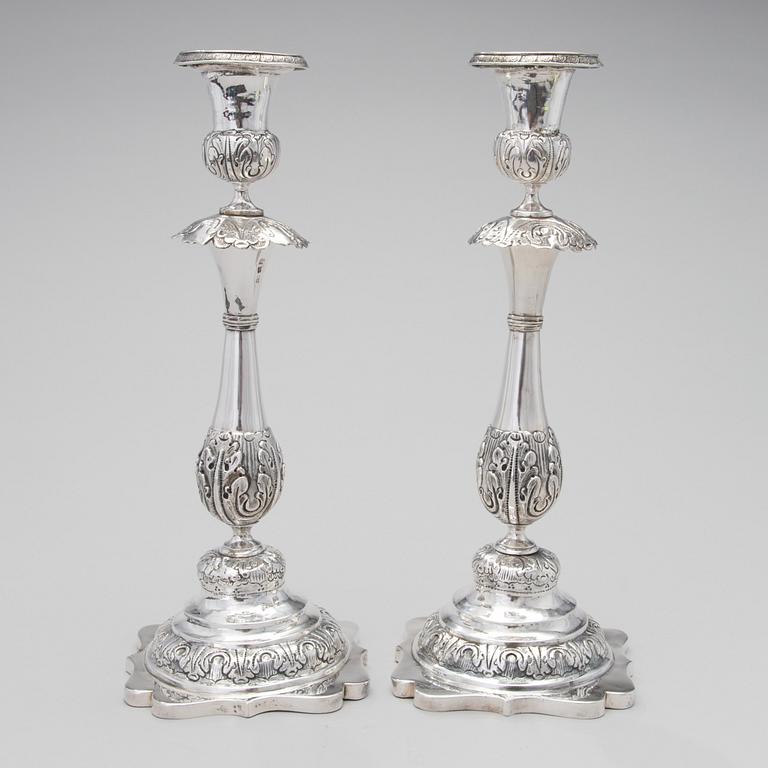 LJUSSTAKAR, ETT PAR, silver, Orgeev (Orhei) Russia, 1800-tal.