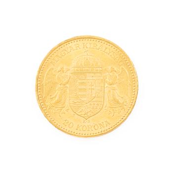 Gold coin, Hungary, 20 Korona, 1892.