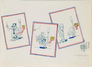 LARS HILLERSBERG, mixed media on paper signed.