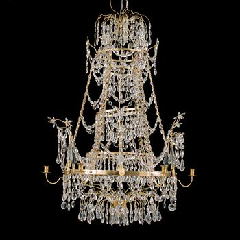 LJUSKRONA, gustaviansk stil (äldre prismor), 1900-tal. Höjd ca 113 cm.