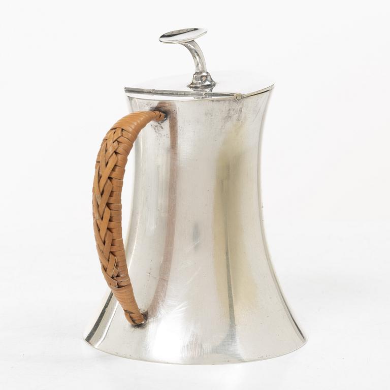 Bowl and cigarette case, silver, with accompanying nickel silver jug.