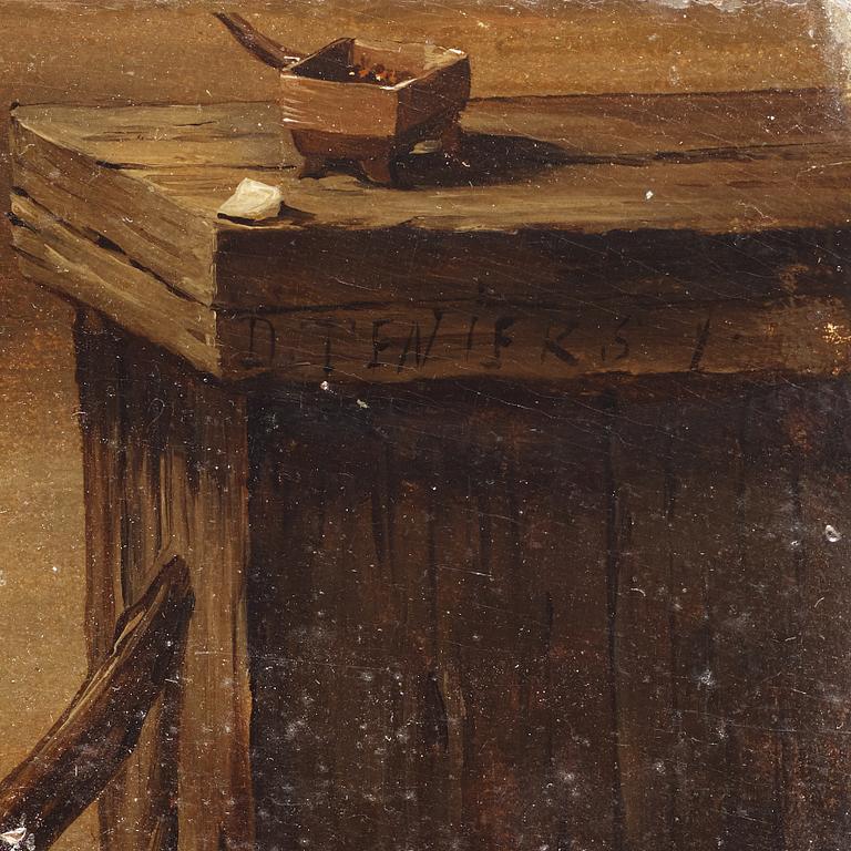 DAVID TENIERS D.Y, Efter, olja på pannå, 1800-tal, bär signatur.