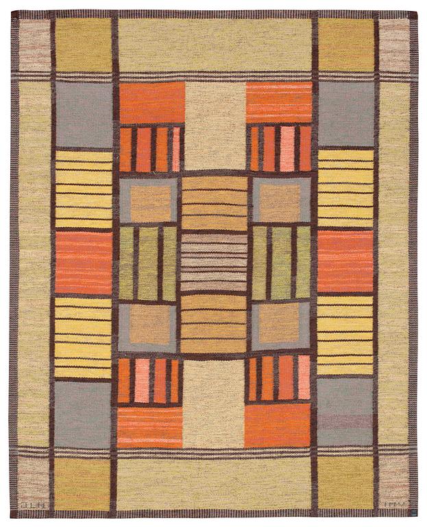 RUG. Flat weave (Rölakan). 211,5 x 165 cm. Signed JLH IMV.