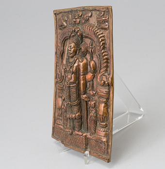 A Copper alloy repousse plate, India, circa 1900.