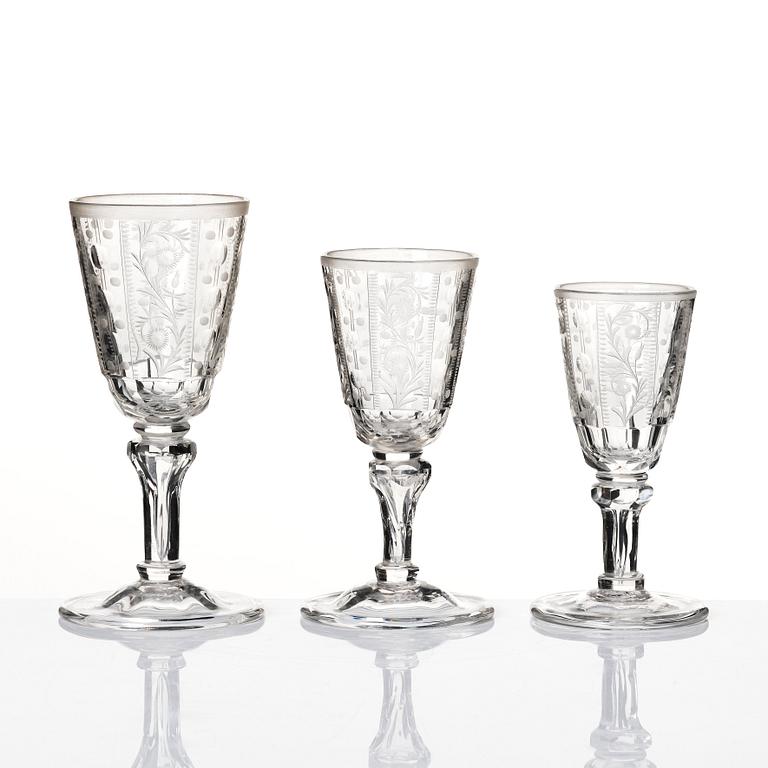 Glasservis, 21 delar, 1800-tal.