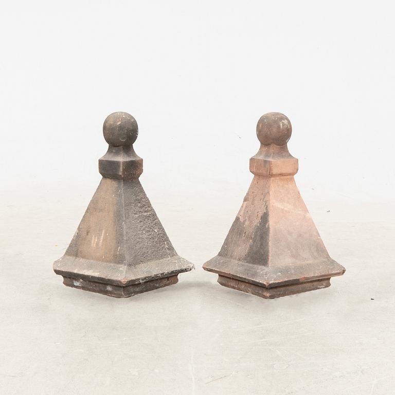 A pair 19/20.th century sandstone gate post tops.