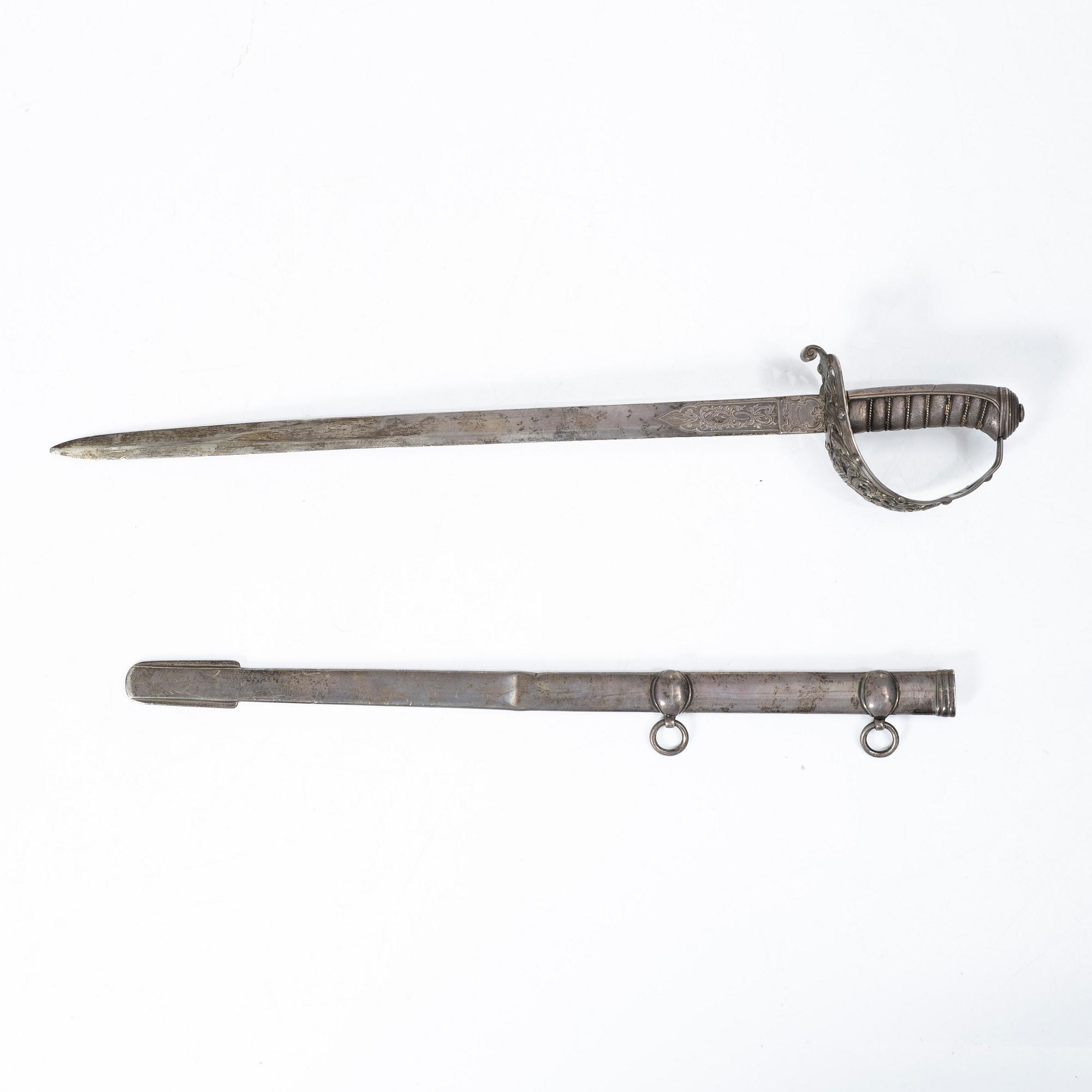 Edward H Stockwell, brevkniv i form av värja, silver, London 1873.