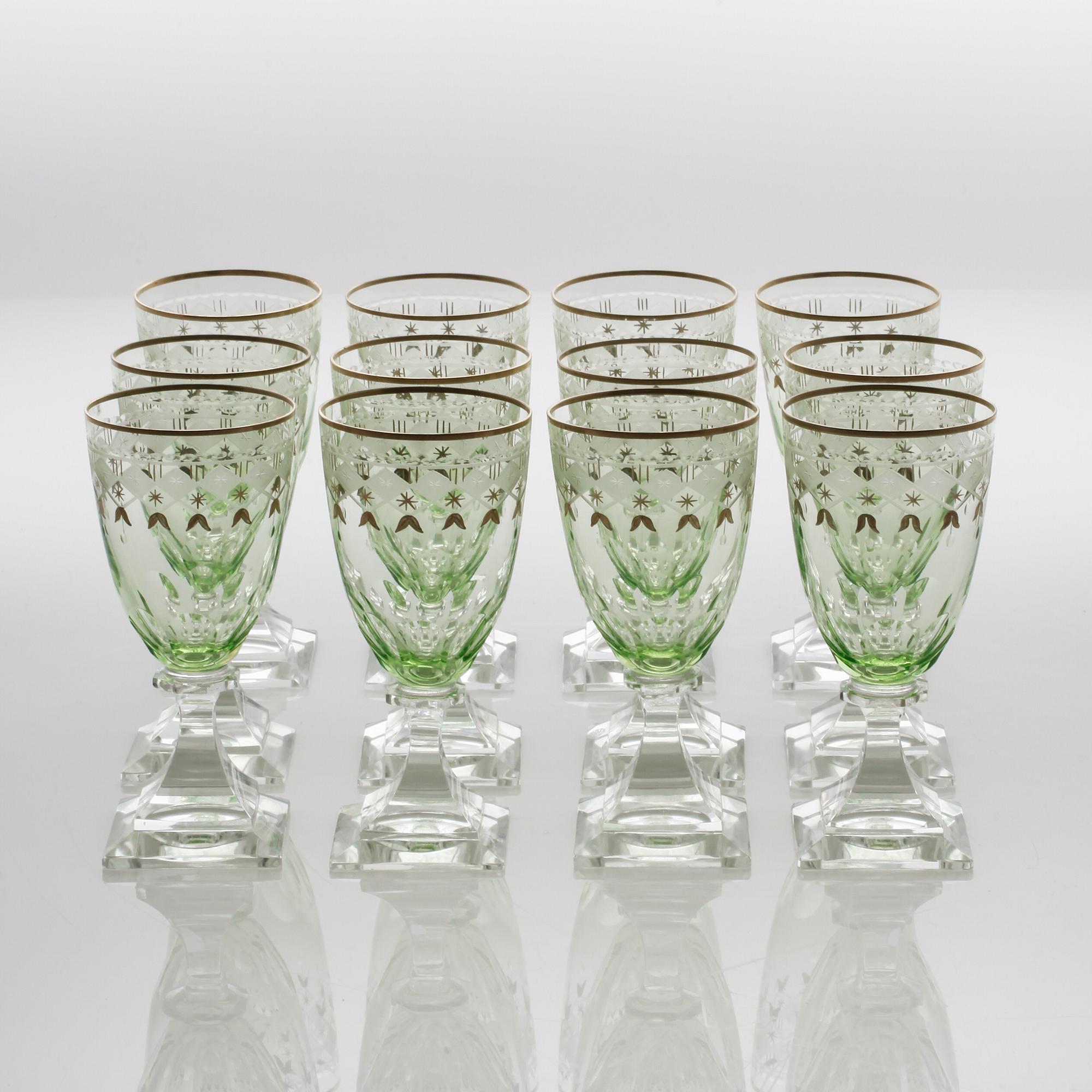 A set of 12 wine glasses, 'Junior', Kosta, second quarter of the 20th century.