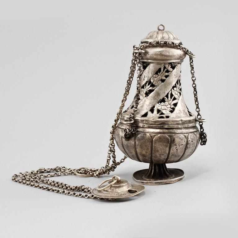 RÖKELSEKAR, silver, orientaliskt, 1900-tal. Vikt 615 g.