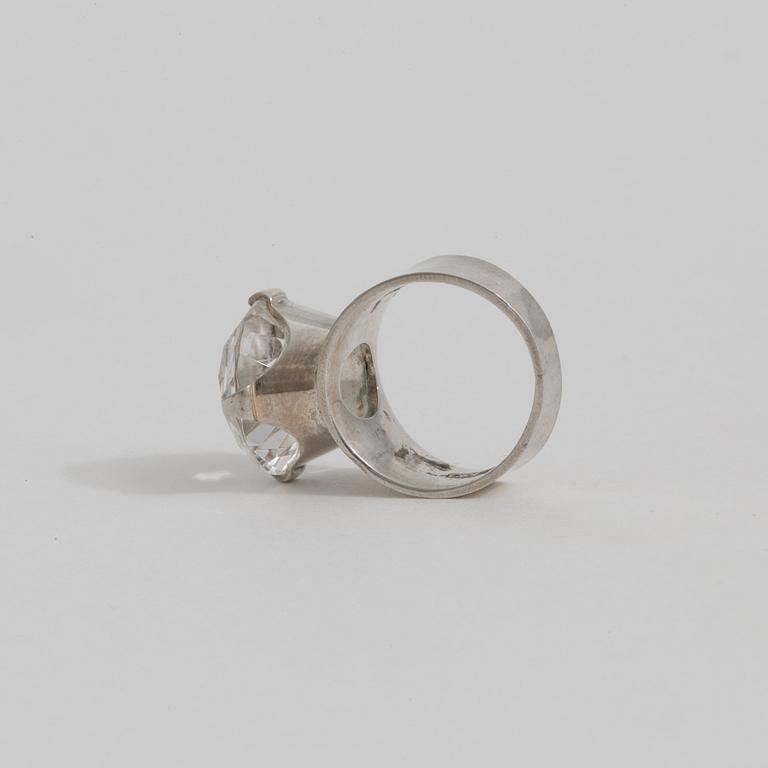 A rock crystal ring by  Waldemar Jonsson, Skara, 1968.