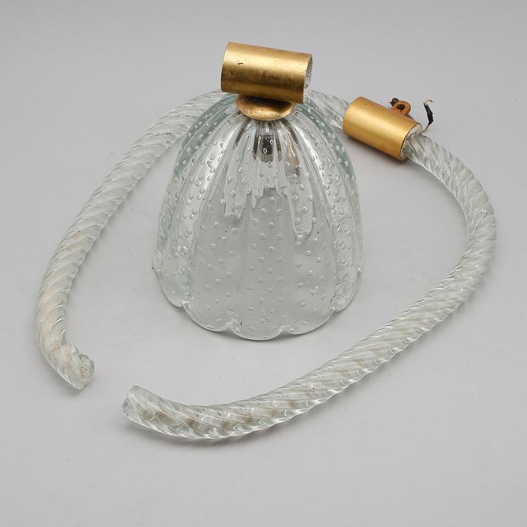 TAKLAMPA, glas, troligen Murano, 1900-talets mitt. Höjd ca 65 cm.