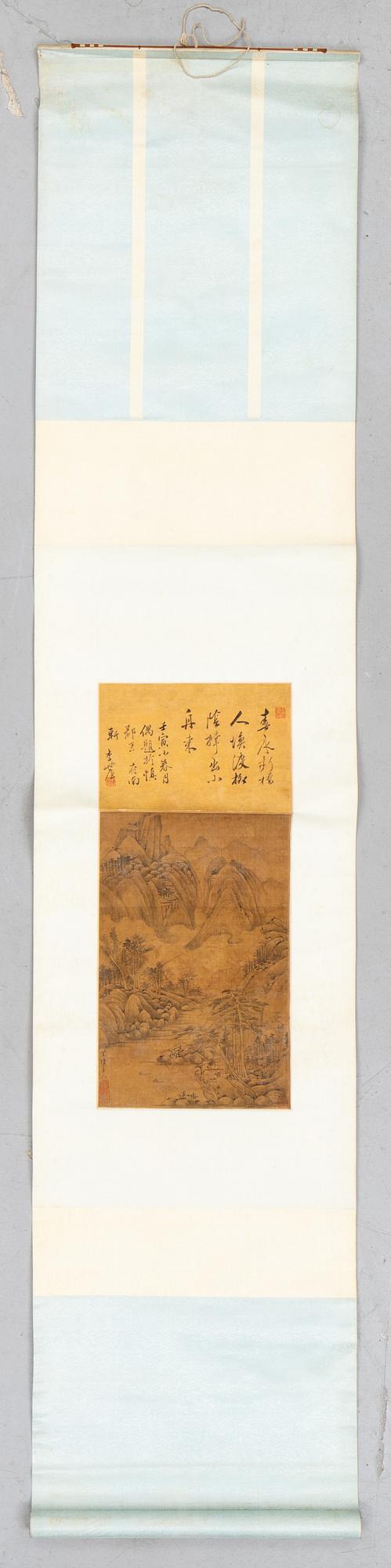 A scroll painting by unidentified artist, ink and colour on paper.