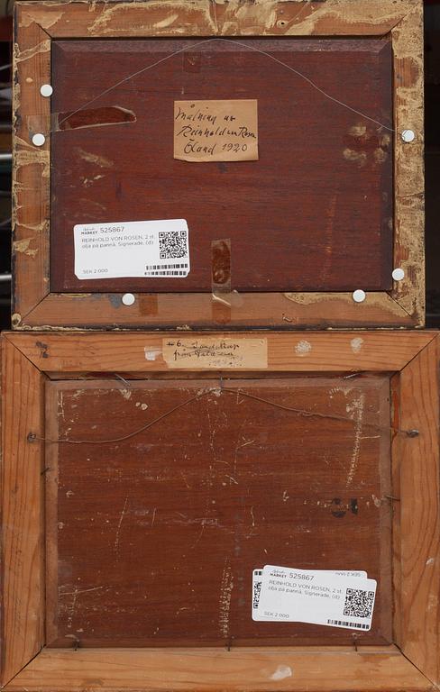 REINHOLD VON ROSEN, 2 st. olja på pannå. Signerade.