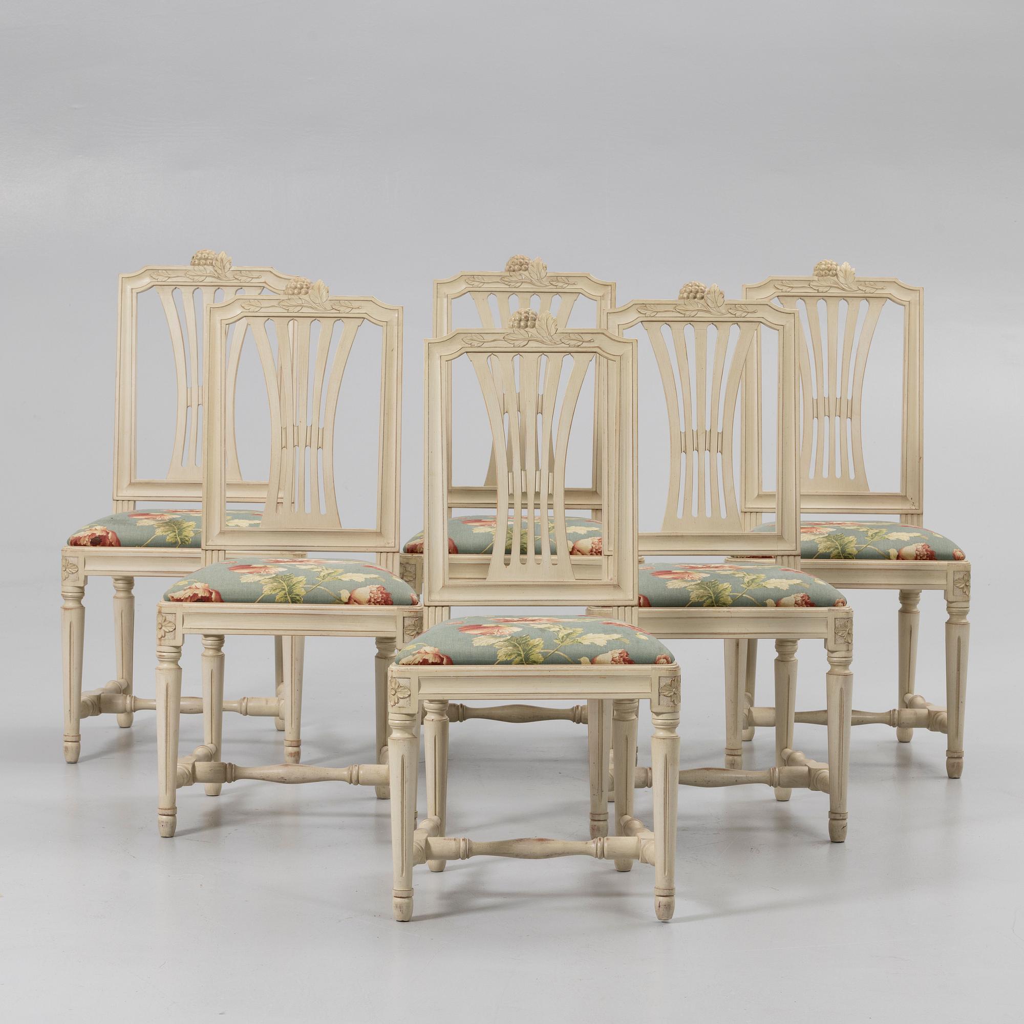 Dining set, 7 pieces, Gustavian style, 20th century.