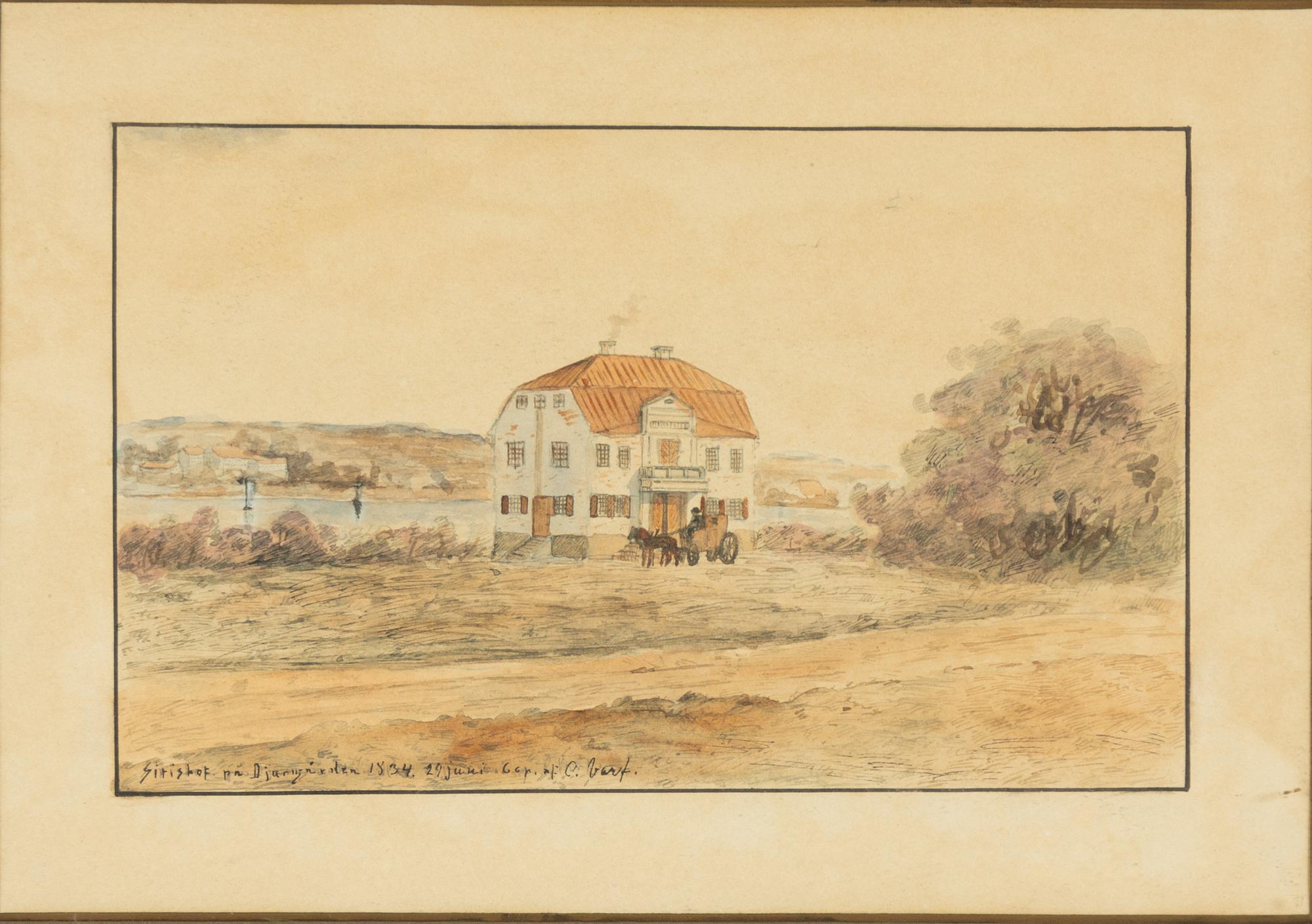 Svensk konstnär, 1800-tal, "Sirishof på Djurgården 1834".