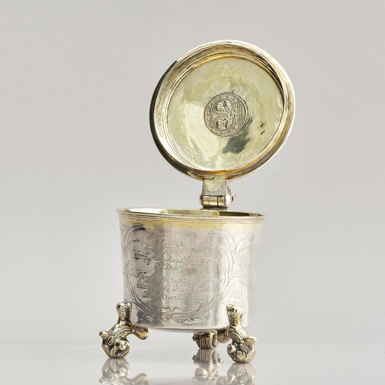 A Swedish early 18th century parcel-gilt silver tankard, mark of Bengt Collin, Uppsala (active 1699-1755).