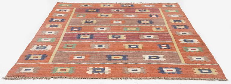 Märta Måås-Fjetterström, a carpet, 'Röd grön äng', flat weave, c. 242 x 177 cm, signed AB MMF.