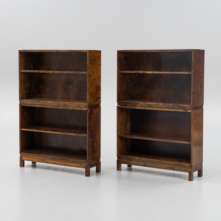 Axel Einar Hjorth, bokhyllor, två par, "Typenko", Nordiska Kompaniet, 1930-tal.