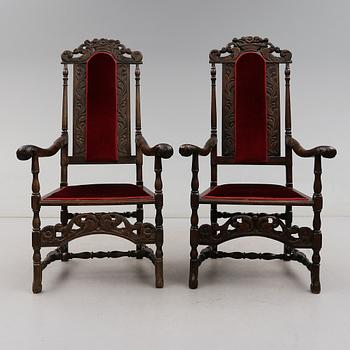 KARMSTOLAR, 1 par, barockstil, omkring år 1900.