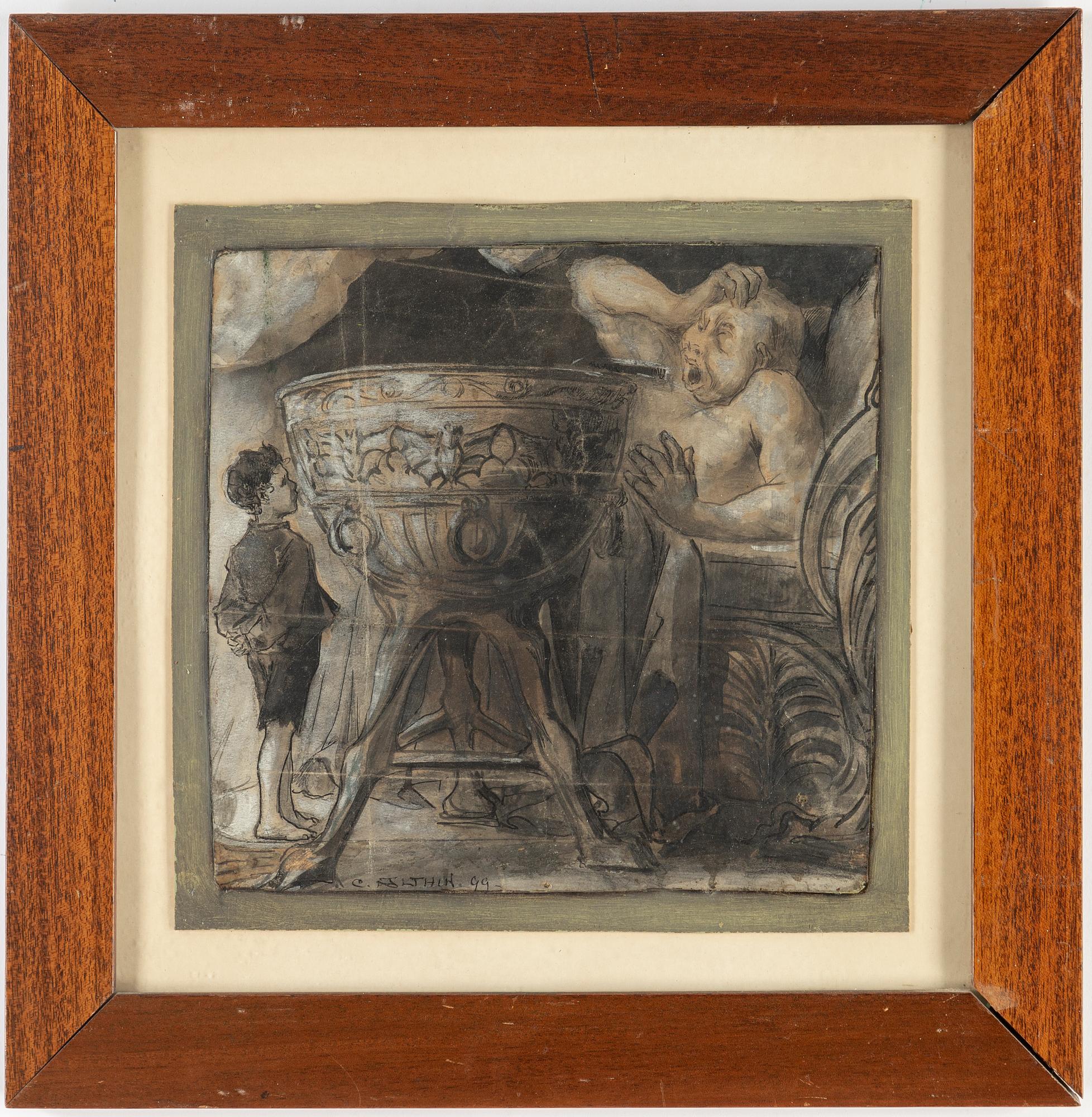 CALEB ALTHIN, ink and watercolour, signed and dated -99.
