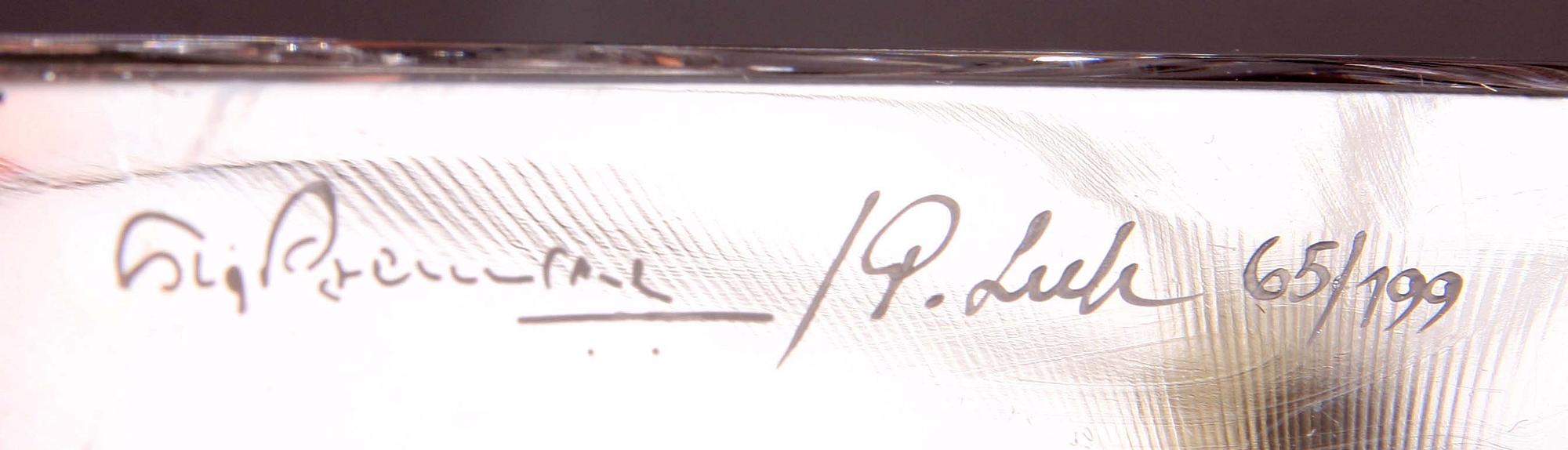 LJUSSTAKAR, ett par, glas, Sigvard Bernadotte, Peter Leek, sign o numr 65/199.