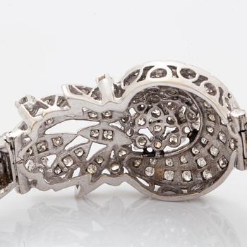 White gold and brilliant-cut diamond bracelet.