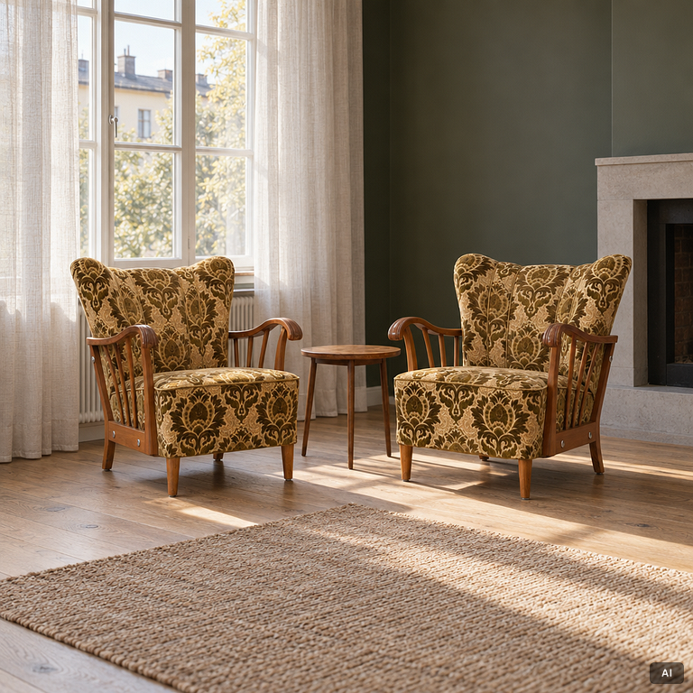 Armchairs, a pair, Swedish Modern, 1940s.