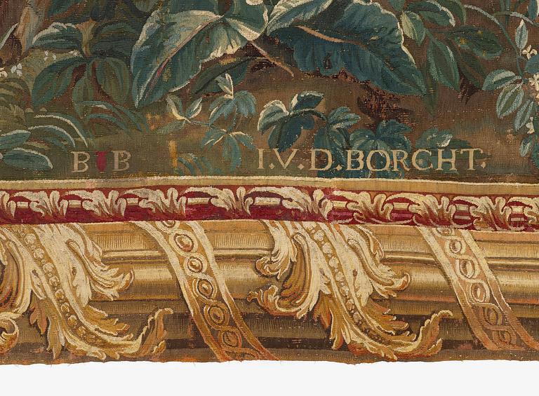 Jacob van der Borcht, vävd tapet, "Kermess" gobelängteknik ca 337 x 278 cm, Bryssel, Flanderna, signerad I. V. D BORCHT & Bryssels stadsmärke.