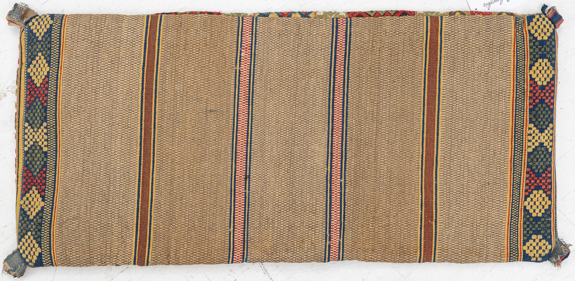 Sled cushion, Rölakan, southwestern Skåne, early 19th century, 105 x 55 cm.