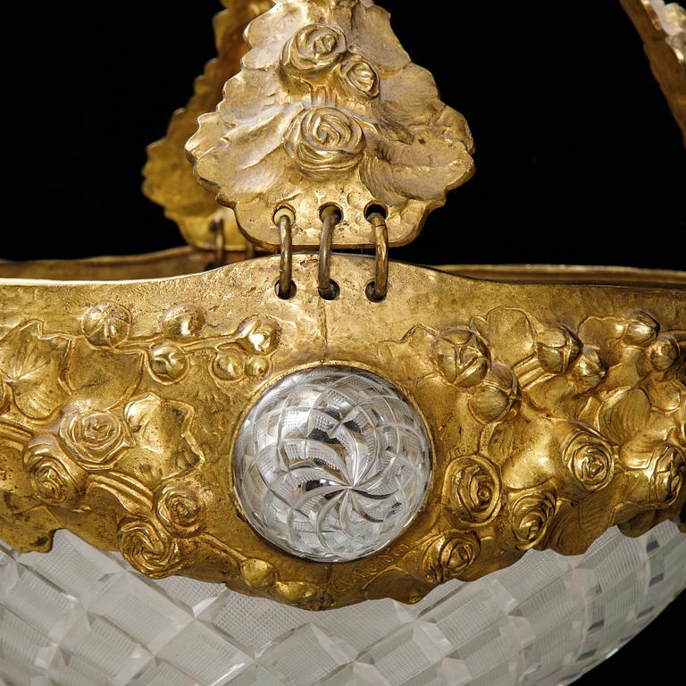 Alice Nordin, an Art Nouveau gilt bronze ceiling light, circa 1900.