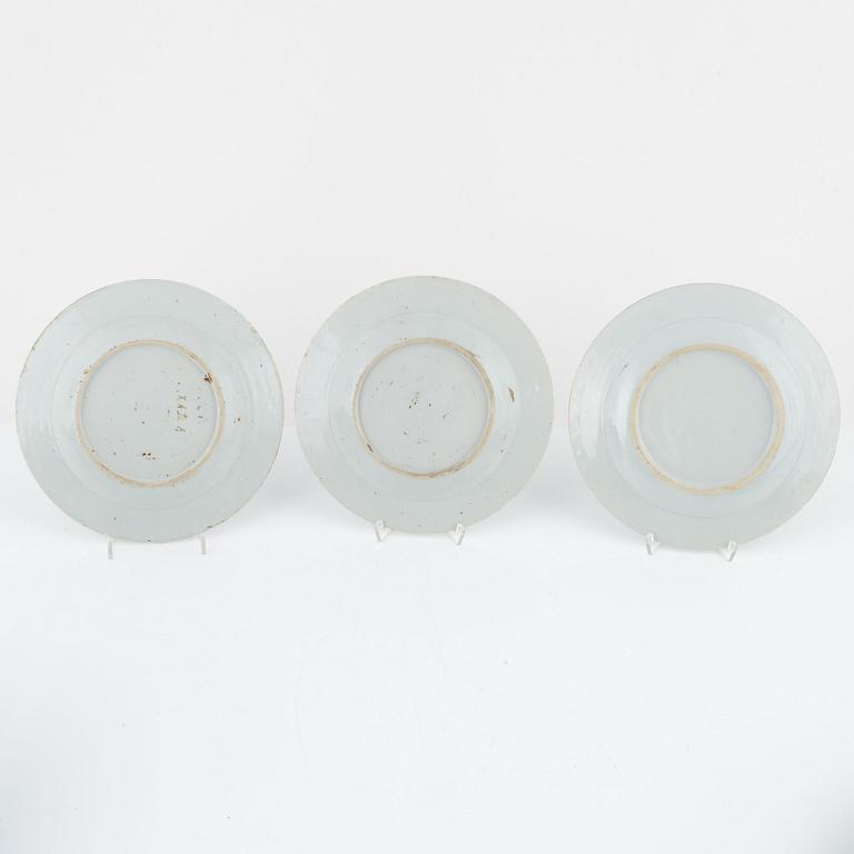 Nine blue and white porcelain plates, China, Qianlong (1736-95).