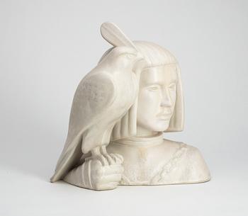 A Gunnar Nylund stoneware sculpture of a falconer, Rörstrand.