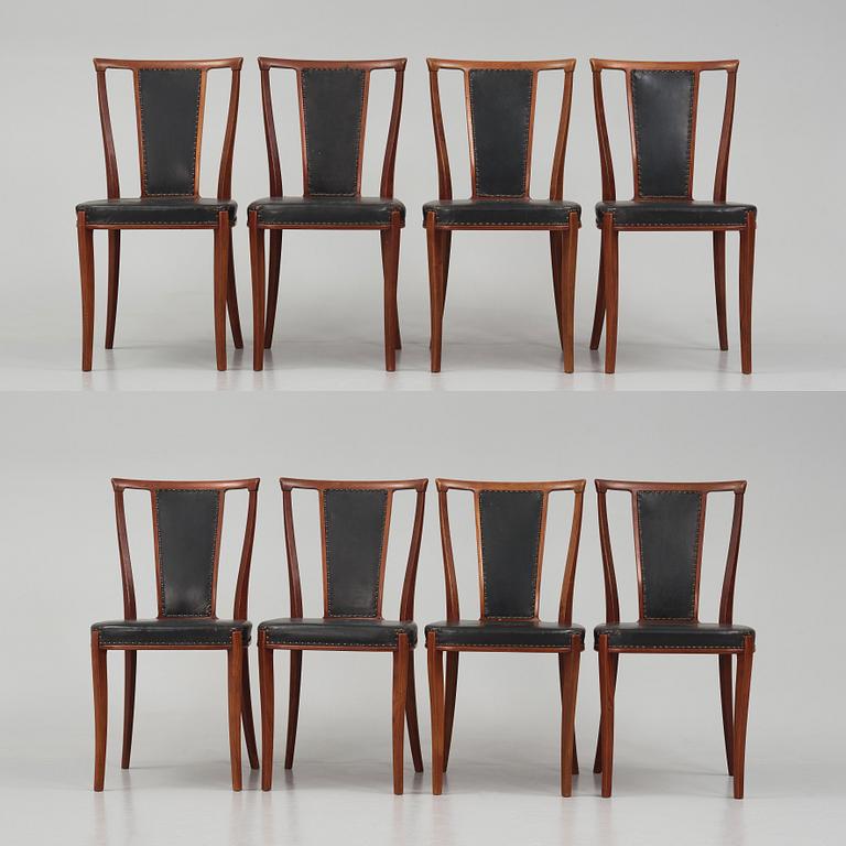 Carl-Axel Acking, a set of eight mahogany chairs, executed by Torsten Scholllin for the Stockholm Association of Crafts, 1950s.