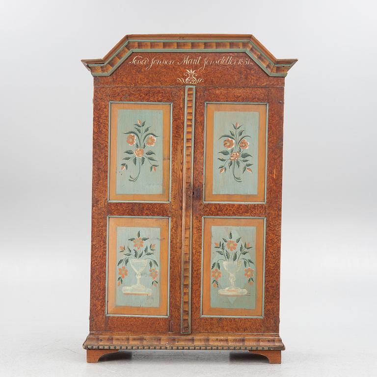 Skåp, allmoge, Värmland, daterat 1851.