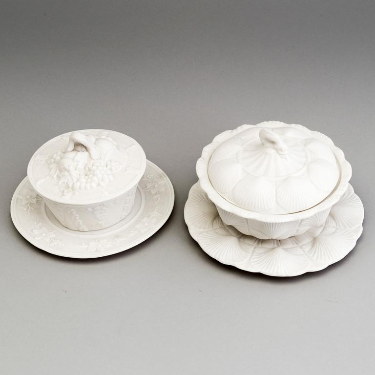 TWO BUTTER BOWLS, Gustafsberg, second half of the 19th century.