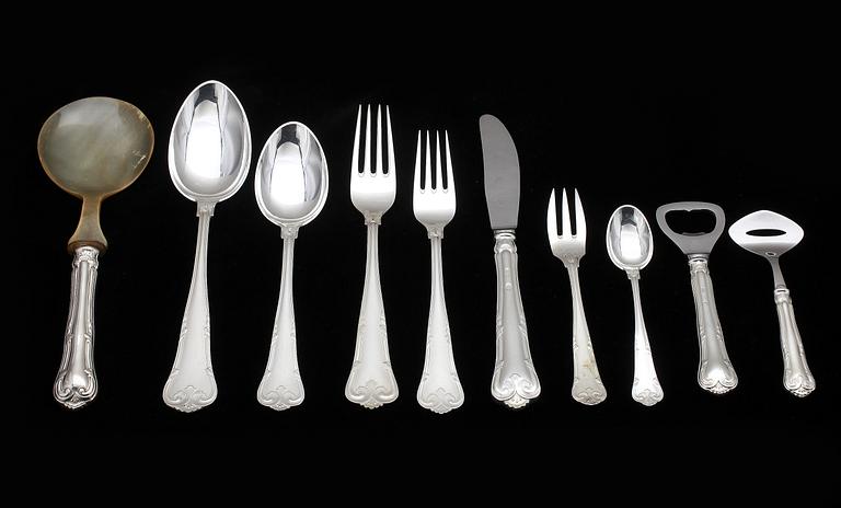 BESTICK, 56 delar, silver, Cohr, Danmark, 1900-tal. Tot vikt inkl delar med rostfritt stål ca 2530g.