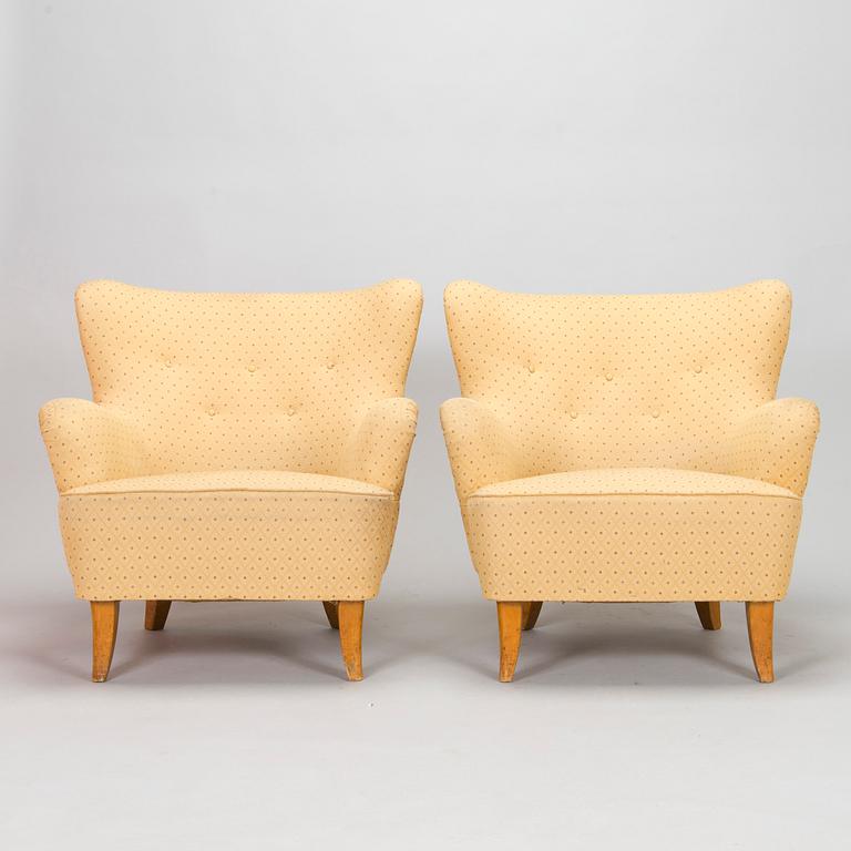 Ilmari Lappalainen, a pair of 1950's 'Laila' armchairs for Asko, Finland.