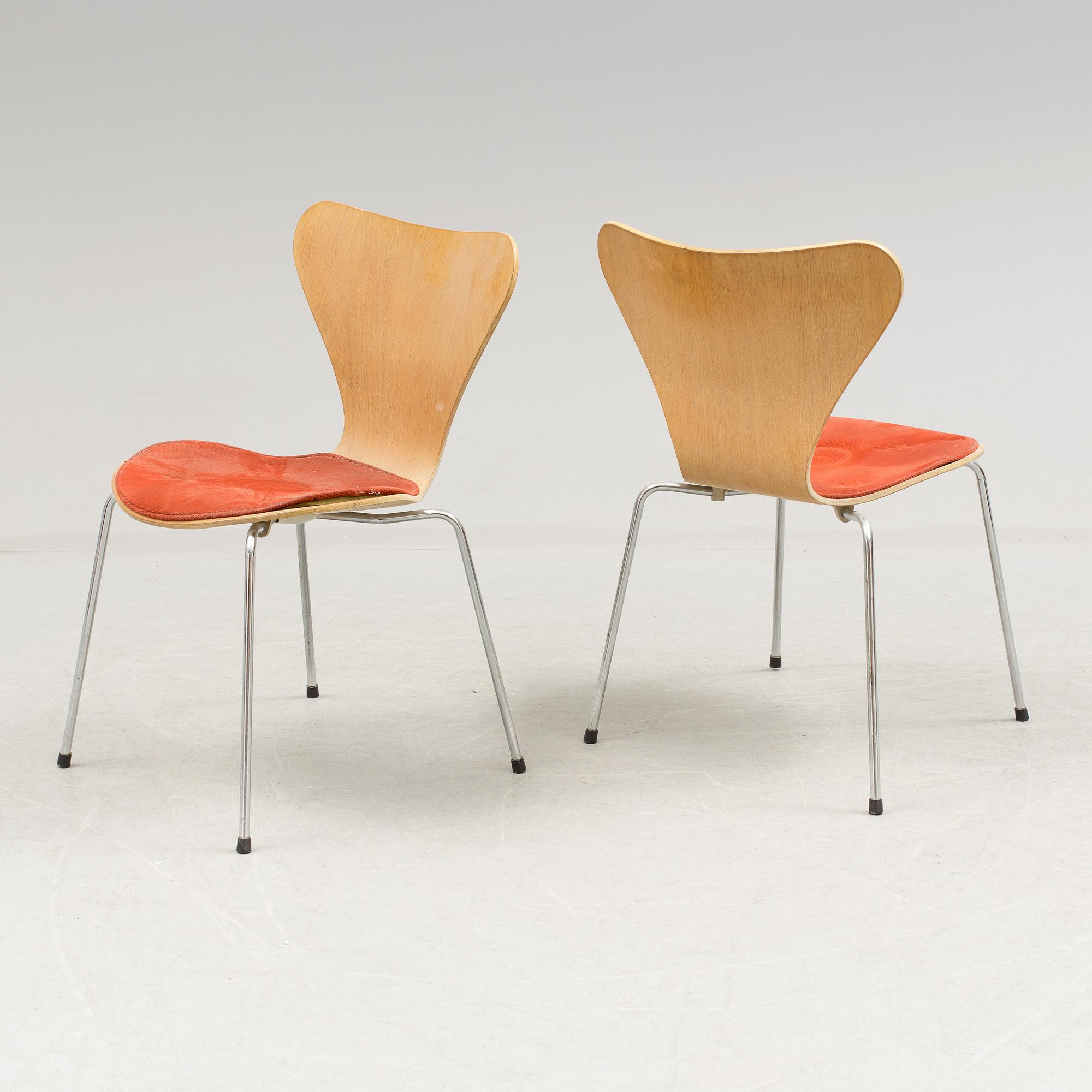 ARNE JACOBSEN, stolar, 8 st, "Sjuan", Fritz Hansen, Danmark, 1981.
