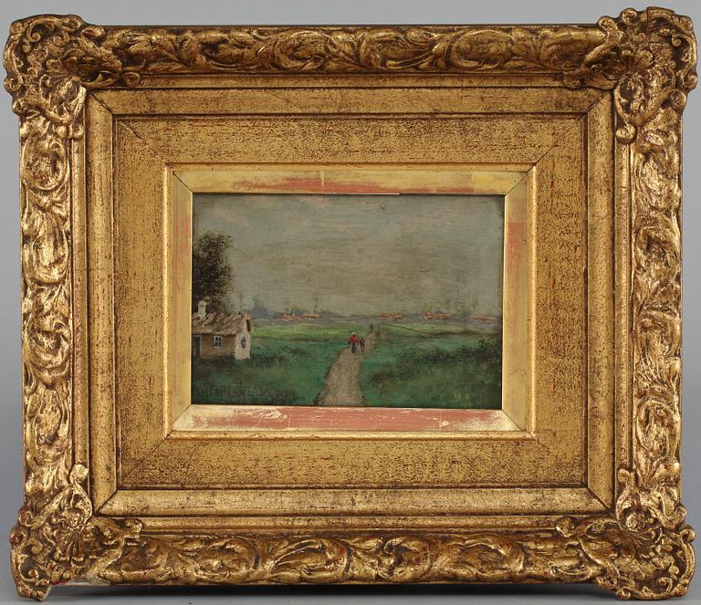 OKÄND KONSTNÄR, 2 st, oljor på pannå, sign, 1900-talets början.