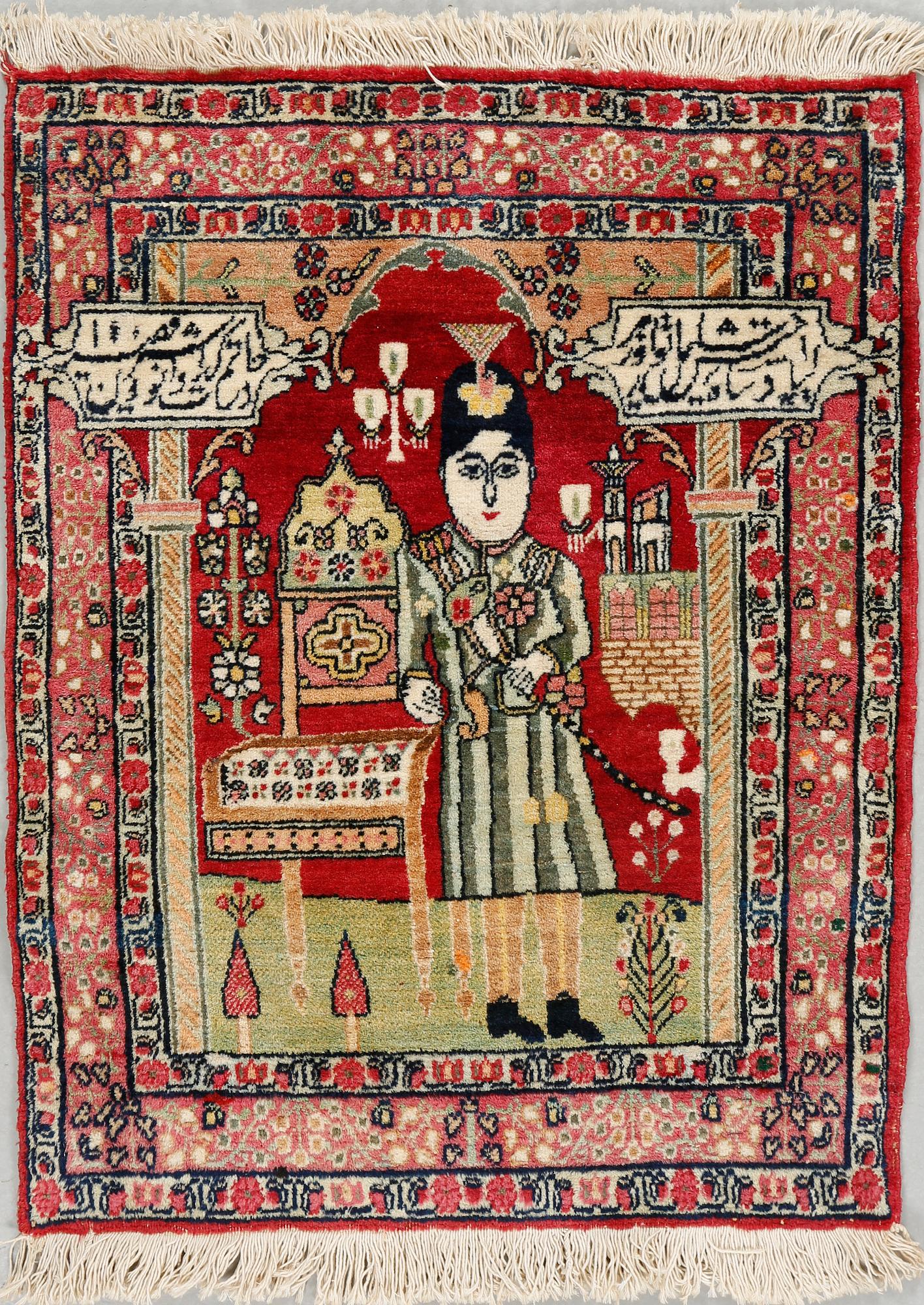 A Kirman rug, semi-antique, ca 78 x 60 cm.