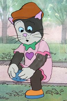 ORIGINALCEL, ur "Pelle Svanslös". Blandteknik, Team Film, sign SL.