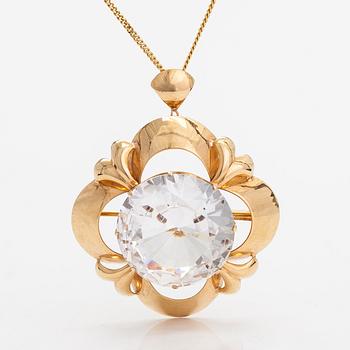 Helge Narsakka, halsband och brosch, 14K guld, rökkvarts och syntetisk spinell. Lahtis 1965.